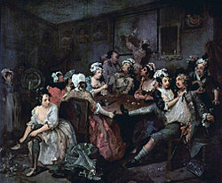 The Rake's Progress: The Orgy  by William Hogarth